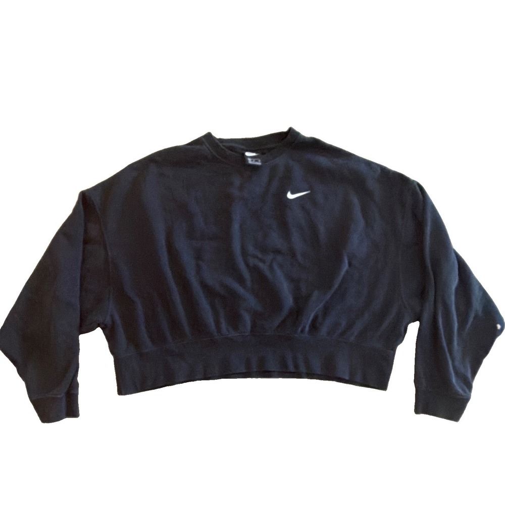 Nike Women's M Black Crewneck Pullover Sweatshirt Solid Logo Long Sleeve